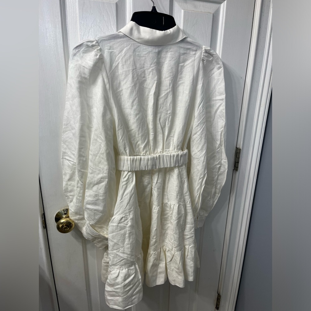 Bardot Belted Mini Shirt Dress in Ivory Size 4 NWT - Picture 9 of 12